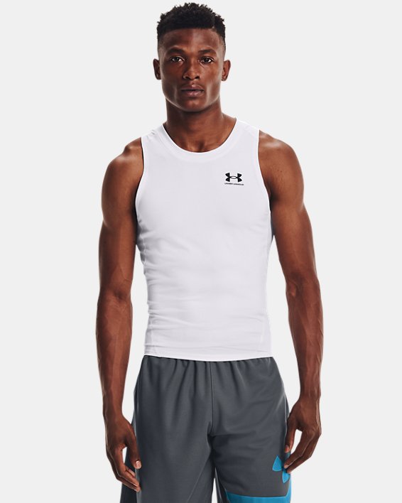 Men's HeatGear® Compression Tank in White image number 0
